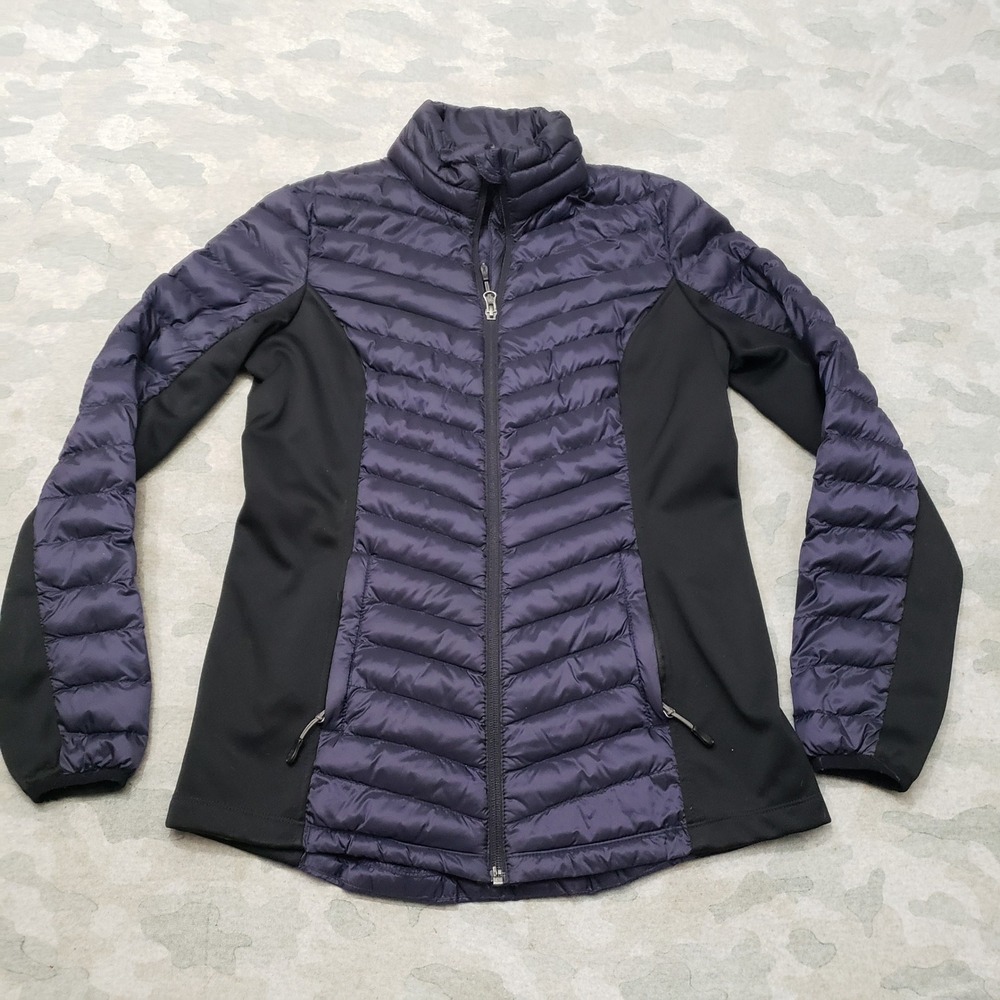 32 Degrees Heat Puffer Jacket Womens Small Blue Full Zip Pockets Outdoors